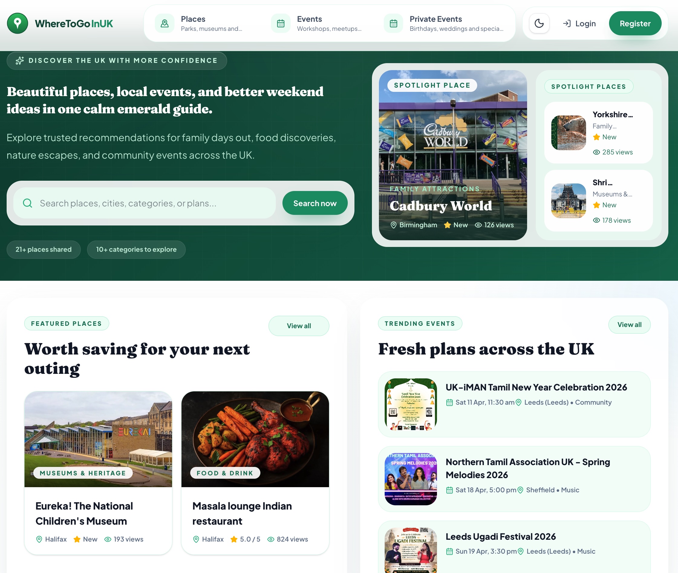 WhereToGoInUK discovery platform preview
